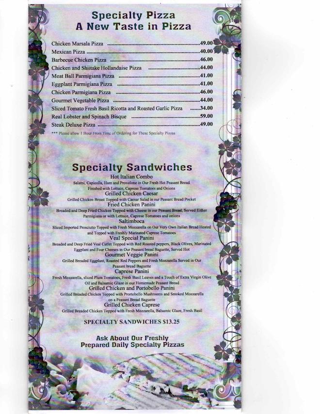 Veal, Chicken, Calzones and Desserts